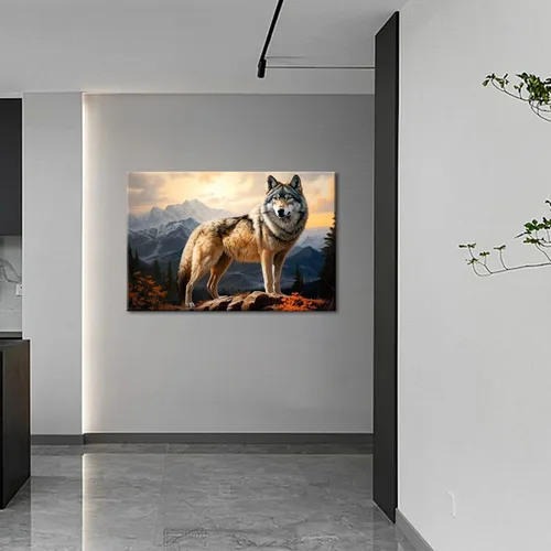 Miniatura 2 de GLOKAKA Arte abstracto de pared con diseño de oso marrón en la montaña Giclée, póster con imagen de bosque y montaña rocosa, obra de arte