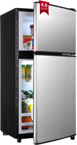 Miniatura 11 de Refrigerador dormitorio con congelador, refrigerador pequeño de 3.45 pies cúbicos con congelador para apartamento, temperatura ajustable de 7