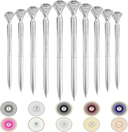 Miniatura 25 de Hasta 100 bolígrafos de diamante personalizados a granel con nombre, bolígrafo de impresión personalizada con logotipo de negocios grabado, mensaje