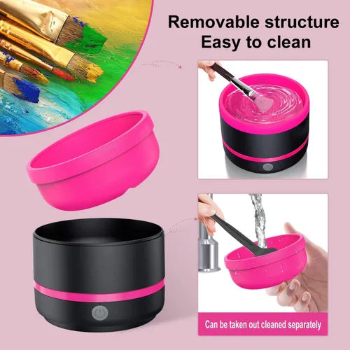 Miniatura 4 de YAGHVEO® Herramienta limpiadora de pinceles de pintura eléctrica, enjuague de pinceles de silicona, limpiador de pinceles de copa de giro Rojo