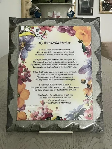Miniatura 2 de leGna "My Wonderful Mother" - Homenaje artístico para pared con poema inspirador solo para ella, un regalo para todas las ocasiones; en placa