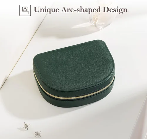 Miniatura 4 de ProCase Joyero de tamaño de viaje, pequeño estuche de joyería portátil en forma de concha, mini organizador de joyas de 2 capas en piel sintética