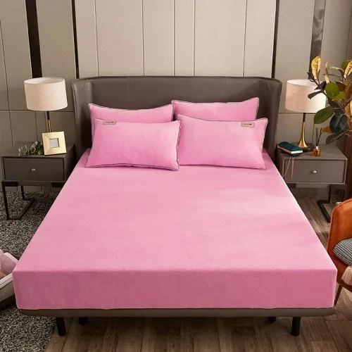Miniatura 12 de Sábana bajera suave para invierno, cálidas, antideslizantes, de terciopelo cristalino, para dormitorio, casa de familia, color puro, para cama Azul