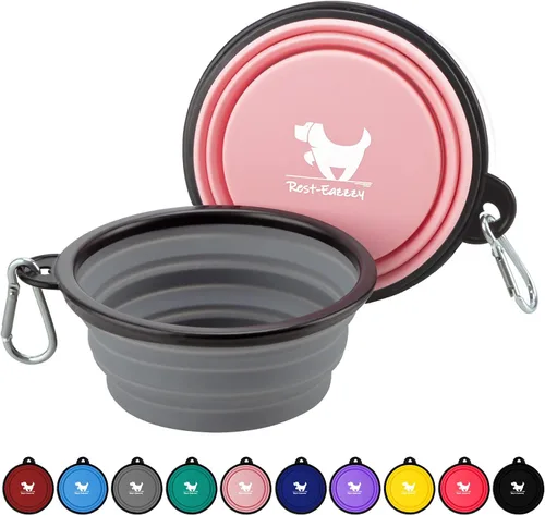 Miniatura 21 de Rest-Eazzzy - Tazones plegables grandes para perros 1000 ml, 2 unidades de fuente de agua portátil para perros, gatos, mascotas, plato plegable