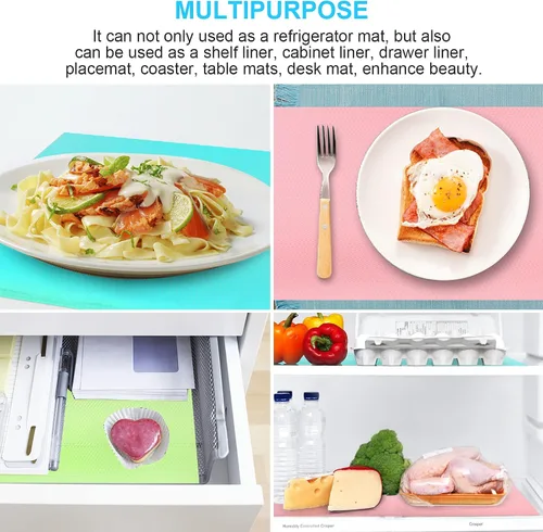 Miniatura 7 de PSISO 11 PIEZAS Tapetes para Refrigerador, Revestimientos de EVA para Refrigerador para Estantes Lavables Se Pueden Cortar Revestimiento
