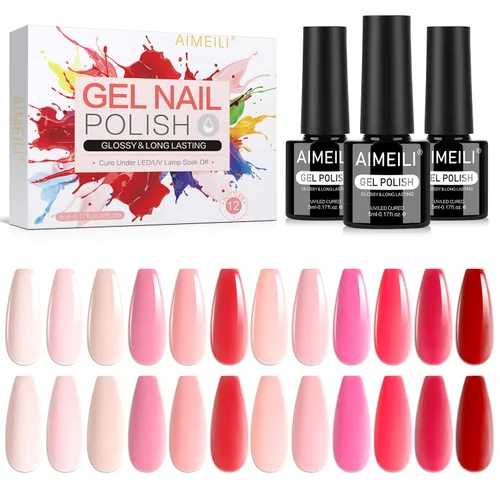 Miniatura 13 de AIMEILI Juego de esmaltes de uñas de gel nude – 12 colores sin hema, gelatina neutra, rosa, blanco lechoso, efecto transparente, manicura