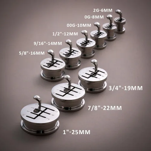 Miniatura 4 de 2 unidades de calibradores de engranajes de automóvil para orejas de tornillo para túneles de oreja, dilatadores de carne, aretes de piercing