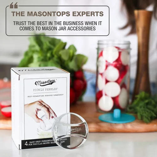 Miniatura 6 de Masontops Pickle Pebble Glass Infinity Pesas para fermentar – Juego de pesas para decapado – Combo ancho/regular