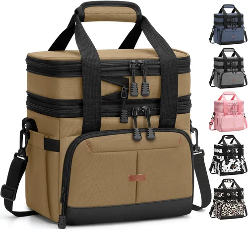 Miniatura 13 de Caja de almuerzo Pritent para hombres y mujeres, bolsa de almuerzo aislada de doble cubierta para hombres y mujeres, bolsa de almuerzo expandible a