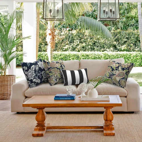 Miniatura 329 de Juego de 2 almohadas para exteriores de 16 x 16 pulgadas, repelentes al agua con interiores, para muebles de patio, hogar, jardín, geometría bohemia