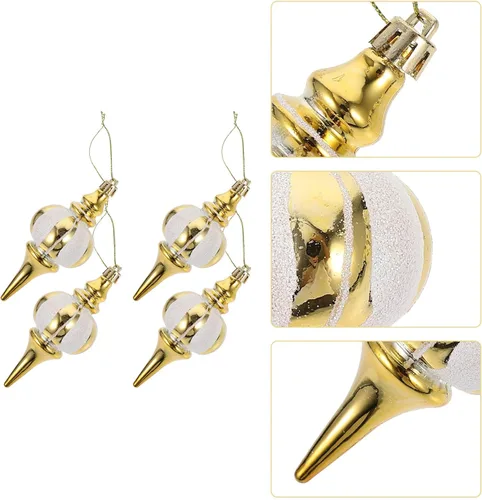 Miniatura 5 de Amosfun Adornos colgantes para árbol de Navidad, 4 piezas de colgantes de calabaza pintados, decoraciones de Navidad para árbol, mesa, chimenea