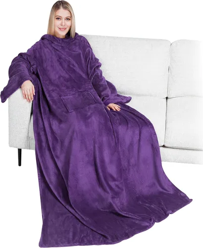 Miniatura 28 de PAVILIA Wearable Blanket with Sleeves for Adult Women Men, Cozy Fleece Warm Wrap Throw with Arms, Gifts for Christmas, Wife
