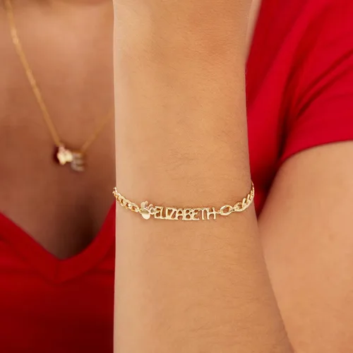 Miniatura 3 de Disney Pulsera personalizada de Minnie Mouse para niñas, plata de ley y plata de ley chapada en oro, con licencia
