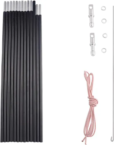 Miniatura 14 de Reemplazo de postes de aluminio para tienda, se adapta tanto a extremos hembra como macho, kit de reparación ligero de poste de tienda, aleación