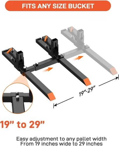 Miniatura 3 de Abrazadera de 2000 libras en horquillas para palets de 43 pulgadas de alta resistencia con barra estabilizadora ajustable para cargador
