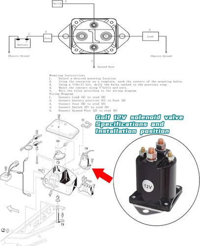 Miniatura 4 de Solenoide de arranque de coche Club de 12 V, solenoide de carrito de golf a gas para Club Car 1984 en adelante DS/04+ precedente solenoide de gas