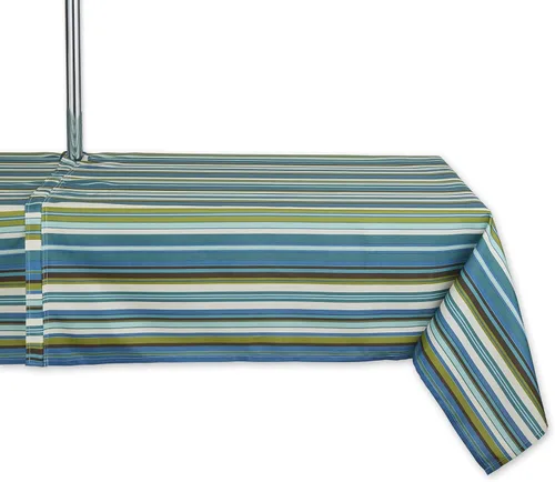 Miniatura 13 de DII Summer Stripe - Colección de mesa con cremallera para exteriores, multiusos, lavable a máquina, mantel, 60 pulgadas redonda, casa de playa