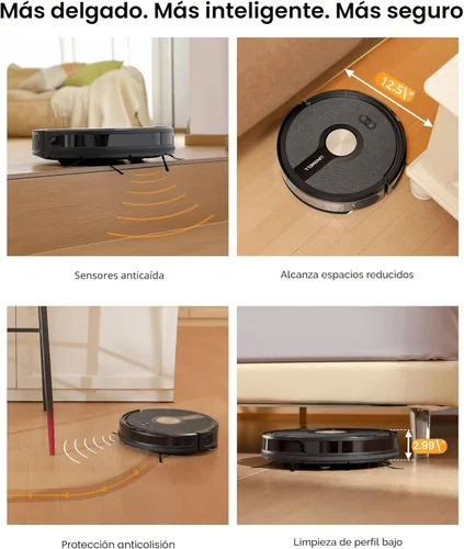 Miniatura 5 de Robot aspirador y trapeador combinado, aspiradora robótica de 5000 Pa, robot de vacío de 180 minutos de funcionamiento con control
