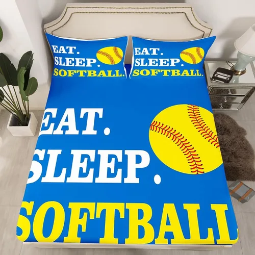 Miniatura 121 de Feelyou Juego de sábanas de béisbol para niños, juego de sábanas con temática deportiva de pelota, tamaño individual, para niños, adolescentes