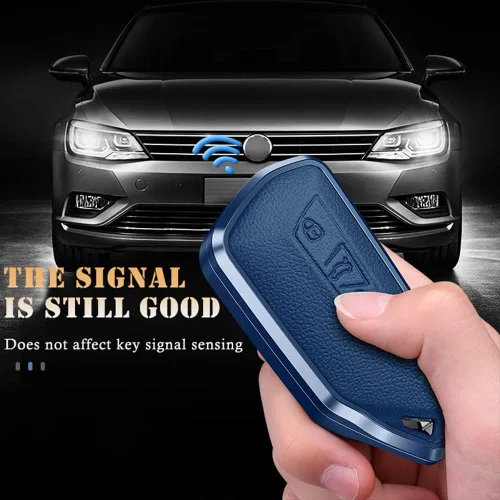 Miniatura 5 de SANRILY Funda para llavero de metal y cuero de alta calidad para VW ID.4 2020 2021 2022 MK8 ID.4 GTX, Skoda Octavia Seat Leon MK4, funda para llave