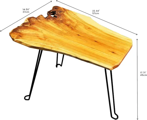 Miniatura 2 de [Colección PJ] Mesa de centro de borde vivo, mesa de centro pequeña, mesa auxiliar plegable y ligera, mesa de centro de madera natural, mesa