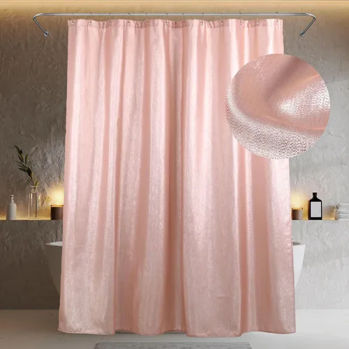 Cortina de ducha con purpurina rosa rubor: cortinas de tela metálica brillante de lujo para decoración de baño de niñas coquetas – Fancy Glam lindos