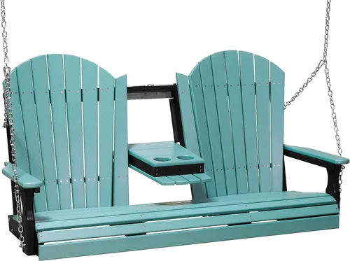 Miniatura 30 de LuxCraft Adirondack - Columpio colgante para porche delantero de 5 pies con consola abatible, asientos hasta 3, banco de columpio de patio al aire