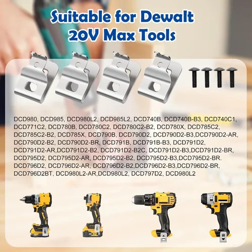 Miniatura 6 de 10 clips para cinturón para Dewalt, kit de clips de herramientas de taladro de acero inoxidable 304 con tornillos para Dewalt N268241 apto