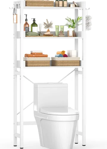 Miniatura 11 de Ecoprsio Estante de almacenamiento sobre el inodoro, organizador de baño de 3 niveles sobre el inodoro, soportes de inodoro independientes que Negro
