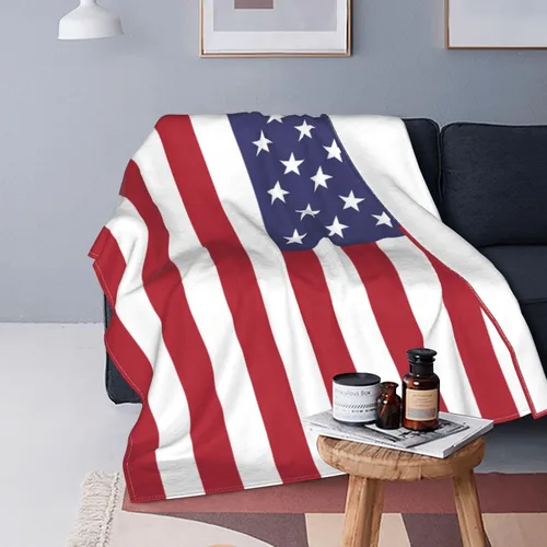 Miniatura 3 de Manta con la bandera estadounidense para niños, manta de franela decorativa para sofá, cama, sofá, viajes, campamento, automóvil, para cumpleaños