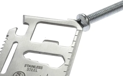 Miniatura 5 de SE Herramienta de bolsillo de supervivencia de acero inoxidable de 11 funciones, compacta, multiherramienta de tamaño de tarjeta de crédito