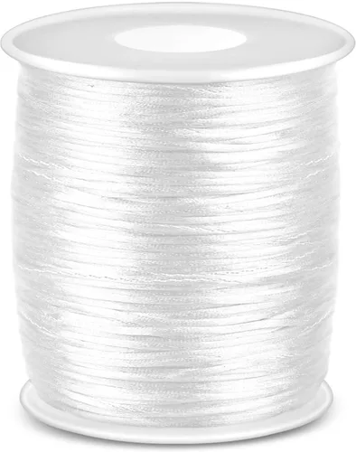 Anezus Cordón de nailon blanco, cuerda de nailon para manualidades, cuerda de satén sedoso para pulseras trenzadas, collares colgantes, llaveros de