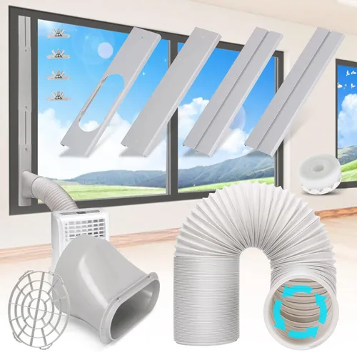 Kit de ventilación de aire acondicionado portátil con manguera de escape de 5.9 pulgadas, kit de ventana de CA portátil ajustable para conductos,