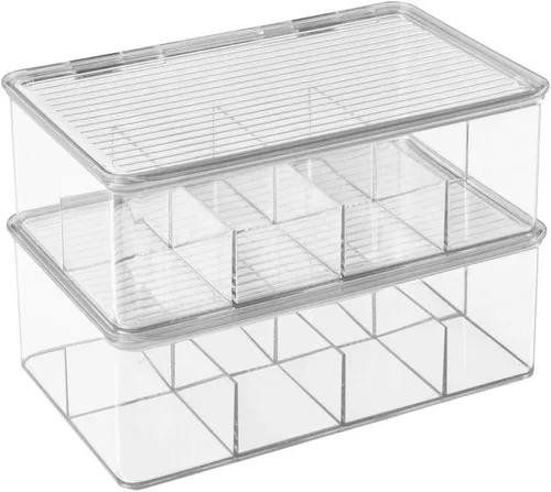 Miniatura 2 de mDesign Caja de almacenamiento de plástico para botiquín de primeros auxilios con tapa superior transparente para baño, cocina, armario, cajón