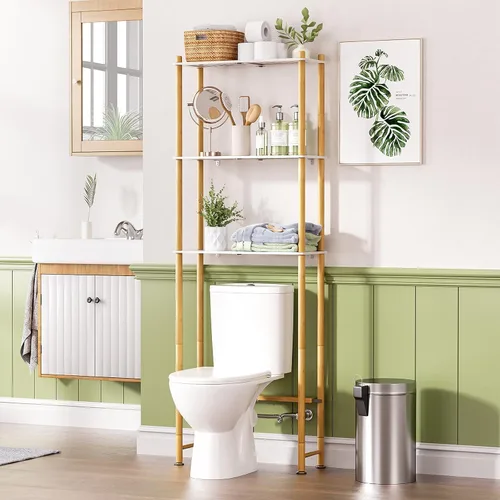 Miniatura 16 de AmazerBath Estante de almacenamiento de bambú sobre el inodoro, estante organizador de baño de 3 niveles sobre el inodoro, estantes de baño