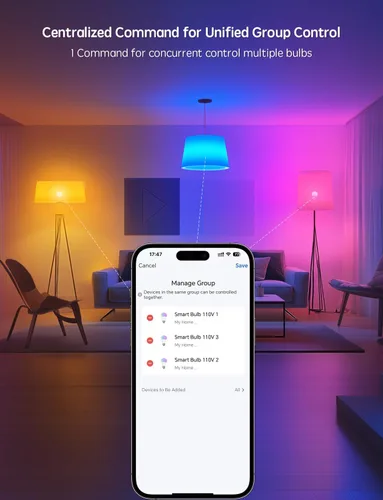 Miniatura 5 de Paquete de 8 bombillas inteligentes, A19 E26 850LM WiFi y Bluetooth RGBWW que cambia de color, bombilla LED RGBWW compatible con Alexa y Google