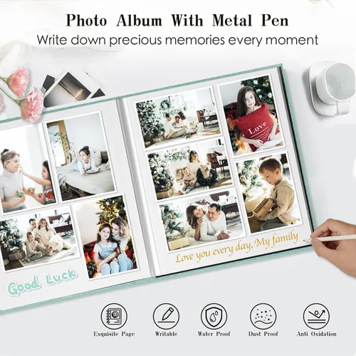 Miniatura 5 de Spbapr - Álbum de fotos grande autoadhesivo de 3 x 5, 4 x 6, 5 x 7, 8 x 10, álbum de recortes magnético, 40 páginas en blanco, cubierta de lino, Azul