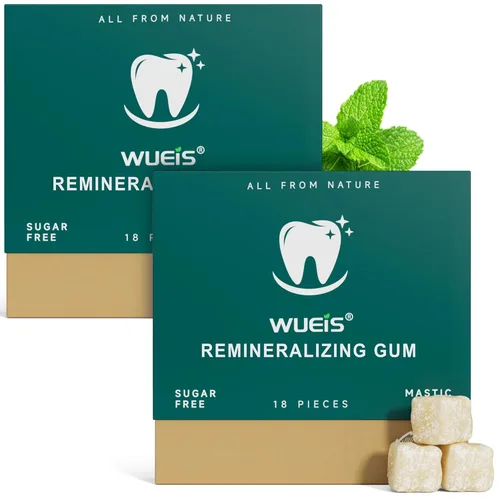 Miniatura 10 de Goma de mascar remineralizante con nano hidroxiapatita 2026 – Chicle de xilitol sin aspartamo con carbón activado con aceite de coco, apoya la salud