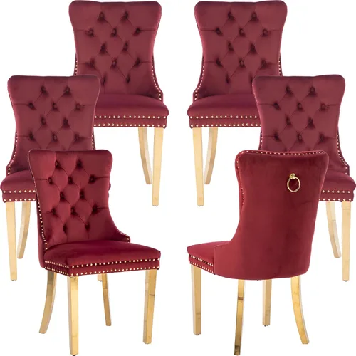Miniatura 60 de Juego de 2 Sillas de Comedor Modernas de Mediados de Siglo, Tapizadas en Terciopelo Beige con Respaldo Acolchado, Sillas de Cocina y Comedor, Patas