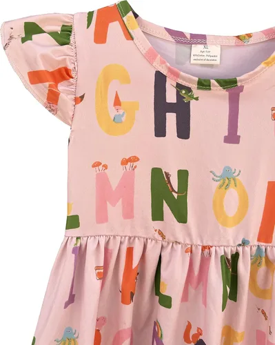 Miniatura 2 de Vestidos de regreso a la escuela para niñas pequeñas: manzana, lápices, ratón de biblioteca, autobús escolar, pegamento, telurión, pizarra arcoíris