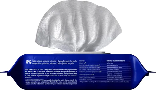 Miniatura 2 de DOUXO® Skin & Coat SPA - Toallitas Multiusos Ultra Seguras para Perros y Gatos, 100 Toallitas, Elimina Suavemente Manchas de Lágrimas y Saliva, Deja