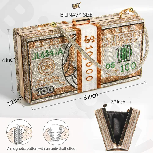 Miniatura 2 de Monederos de mano para mujer monederos de mano de cristal con dinero en efectivo