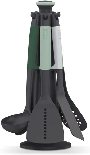 Miniatura 9 de Joseph Joseph Elevate Carousel - Juego de utensilios de cocina de nailon con soporte de almacenamiento giratorio, 6 piezas, color gris