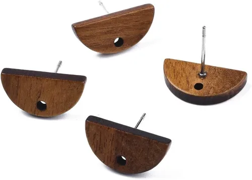 Miniatura 34 de FASHEWELRY 32 piezas de pendientes de madera para pendientes de madera de 0.59 pulgadas (0.591 in) pendientes de madera redondos planos en blanco
