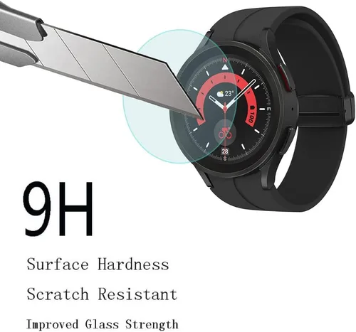 Miniatura 2 de SHUAXI - Protector de pantalla (3+2 unidades) compatible con Samsung Galaxy Watch 5 Pro de 1.772 pulgadas, película de vidrio templado