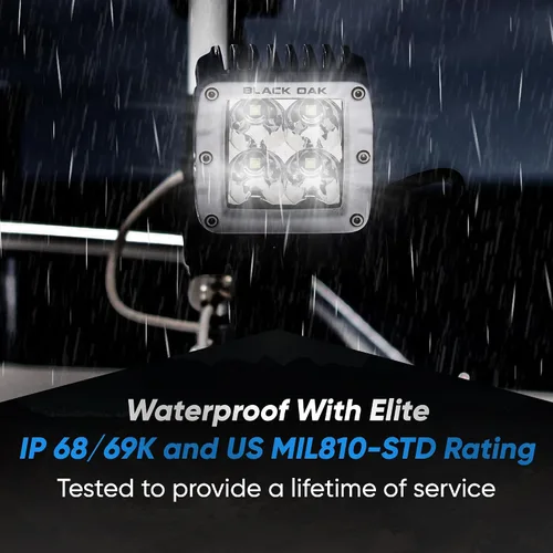 Miniatura 2 de Black Oak Luz LED Pro Series 3.0 Marine POD de 2 pulgadas: Spot 40W XM-L2 (1 Pack) Incluye soportes y arnés de cableado, iluminación impermeable