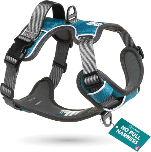 Arnés para perro de aventura Embark, arnés para perro sin tirones con ribete reflectante para perros grandes - Nylon de grado militar, clip frontal