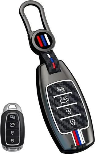 Miniatura 9 de Funda de metal para llavero compatible con Hyundai Kona Palisade Santa Fe Elantra GT Accent Veloster (HYD5-gris)