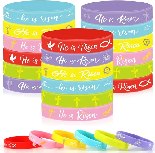 Miniatura 30 de JUNEBRUSHS 42 piezas de accesorios de concientización sobre el cáncer de mama, pulseras de silicona Esperanza Fe Fuerza Coraje, pulseras accesorios