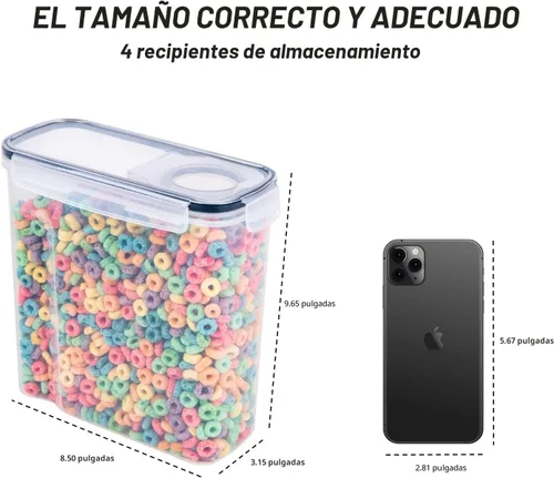 Miniatura 5 de FOOYOO Juego de recipientes para cereales – 3 piezas herméticas grandes para cereales secos (135.2 onzas), dispensador sin BPA, recipientes